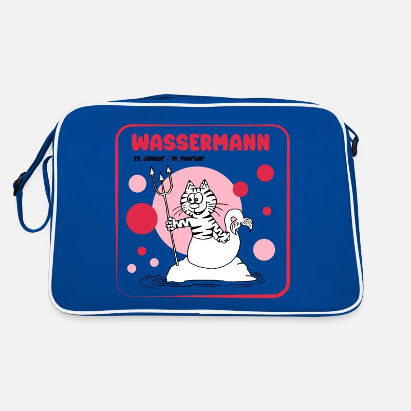 Sternzeichen Wassermann - Retro Tasche - Blau/Weiß