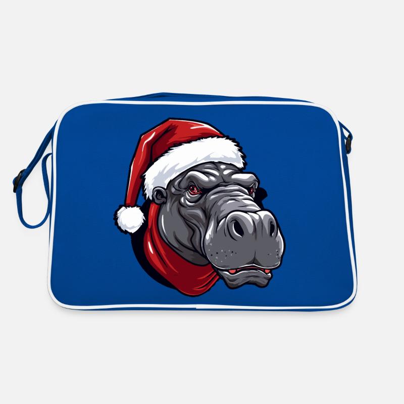 Nilpferd Kopf Weihnachten Portät Retro Tasche