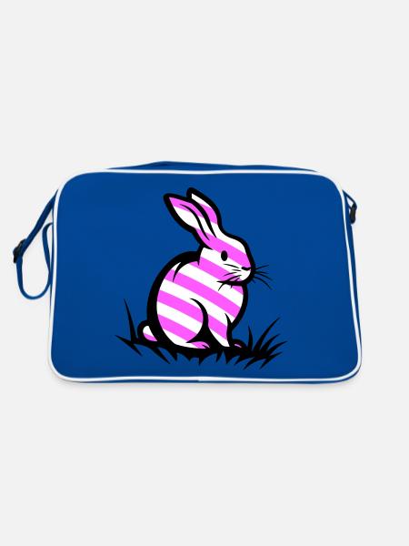 Osterhase Ostern - Retro Tasche - Blau/Weiß