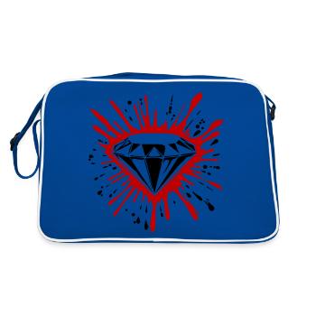 Diamond, Symbol, Gemstone - Retro Bag - blue/white - Back
