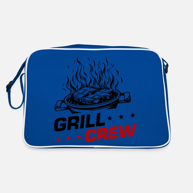 Grill Crew Grillen - Retro Tasche - Blau/Weiß