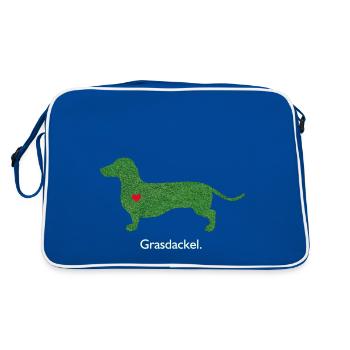 grass Dachshund - Retro Bag - blue/white - Back