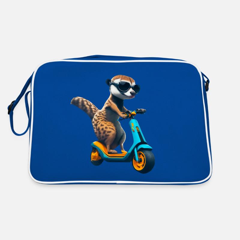 Escooting Erdmännchen Escooter Elektroroller - Retro Tasche - Blau/Weiß