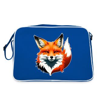 Wild Eleganter Fuchskopf mit Fuchsschwanz - Retro Tasche - Blau/Weiß - Hinten