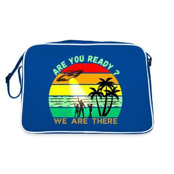 Alien - Bist du bereit? - UFO-Außerirdische - Retro Tasche - Blau/Weiß - Hinten