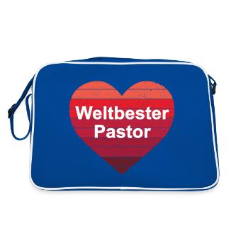 Pastor Pfarrer Priester Beste Pastoren Religion - Retro Tasche - Blau/Weiß - Hinten