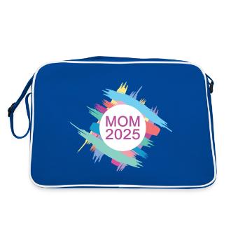 Mom 2025 Ich Werde Mama Neue Mutter Babyparty 25 - Retro Tasche - Blau/Weiß - Hinten