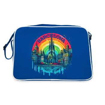 BARCELONA SPAIN LA SAGRADA FAMILIA CHURH RAINBOW - Retro Bag - blue/white - Back