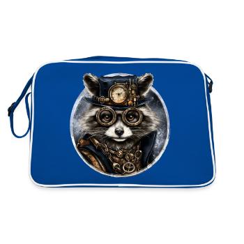 Steampunk Raccoon - Retro Bag - blue/white - Back