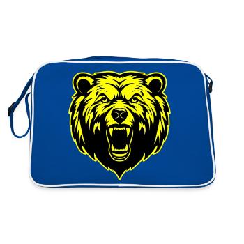 Tête de grizzli - Sac Retro - bleu/blanc - Dos