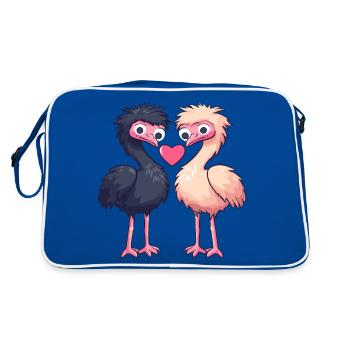 Autruche Couple Amour Couple Amoureux - Sac Retro - bleu/blanc - Dos