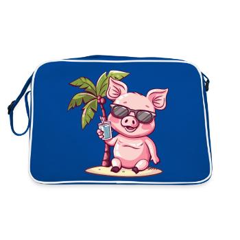 Pig Summer Beach Vacation - Retro Bag - blue/white - Back