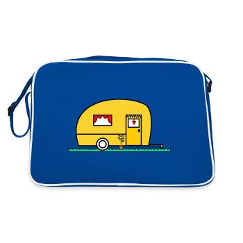 CARAVANE. VAN. CAMPING CAR. CAMPING. ETE. HUMOUR. - Sac Retro - bleu/blanc - Dos