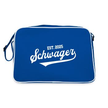 Schwager 2025 Hochzeit JGA's Junggesellenabschied - Retro Tasche - Blau/Weiß - Hinten