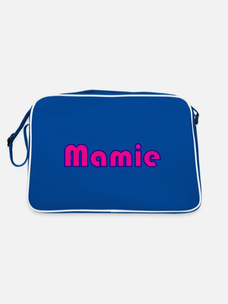 MAMIE. FÊTE DES MÈRES. BONNE FÊTE MAMIE. JE T'AIME - Sac Retro - bleu/blanc - Dos