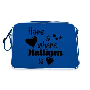 Zuhause in Halligen - Home is where Halligen is - Retro Tasche - Blau/Weiß - Hinten