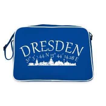 Dresden Koordinaten Skyline - Retro Tasche - Blau/Weiß - Hinten