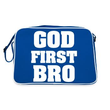 God first bro - Retro Bag - blue/white - Back