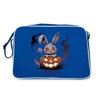 Besessen süß – Gruselhase im Kürbis - Retro Tasche - Blau/Weiß - Hinten