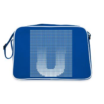 Letter U, name, the letter U - Retro Bag - blue/white - Back