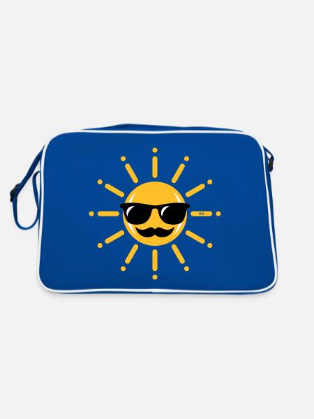 Drôle De Soleil Avec Lunettes De Soleil Et Moustache 3C - Sac Retro - bleu/blanc - Dos