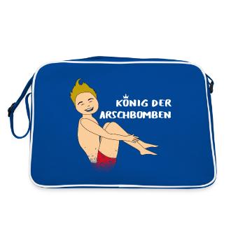 König der Arschbomben | Poolparty - Retro Tasche - Blau/Weiß - Hinten