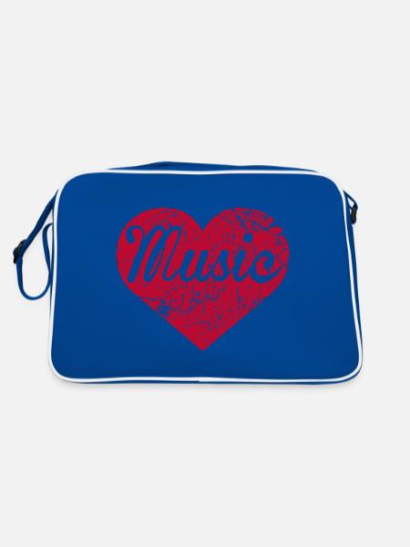 Musik Herz - Retro Tasche - Blau/Weiß - Hinten