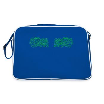 Viking Design Neon Grün - Retro Tasche - Blau/Weiß - Hinten