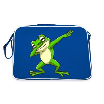 Cooler Frosch Dabbing Pose Trendig - Retro Tasche - Blau/Weiß - Hinten