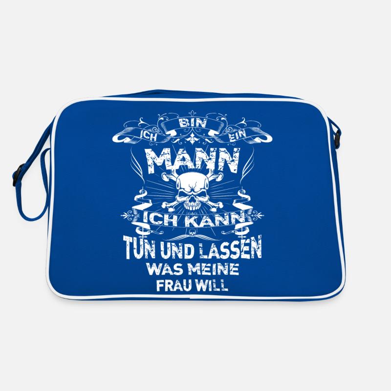 Ich bin ein Mann - Retro Tasche - Blau/Weiß