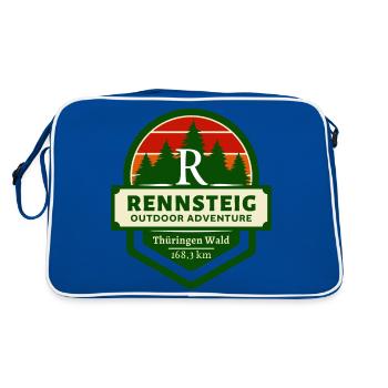 Rennsteig-Höhenweg des Thüringer Waldes - Retro Tasche - Blau/Weiß - Hinten