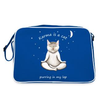 KARMA IS A CAT PURRING IN MY LAP - Retro Bag - blue/white - Back