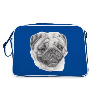 Mops Mops 2 - Retro Tasche - Blau/Weiß - Hinten
