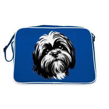 Visage de chien ami fidèle - Sac Retro - bleu/blanc - Dos