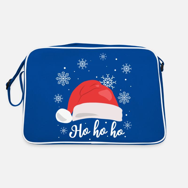 Weihnachtsmann-Mütze Schnee Ho ho ho - Weihnachten - Retro Tasche - Blau/Weiß