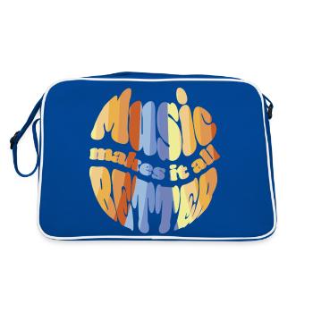 Music makes it all better - 70s Style - Retro Tasche - Blau/Weiß - Hinten