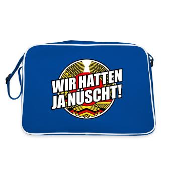 Wir hatten ja nüscht - DDR Spruch (v1) - Retro Tasche - Blau/Weiß - Hinten