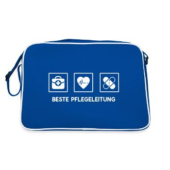 Beste Pflegeleitung Pflegeberufe Leiter Pflege - Retro Tasche - Blau/Weiß - Hinten