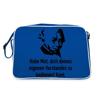 Kant: Habe Mut, dich deines eigenen Verstandes zu - Retro Tasche - Blau/Weiß - Hinten