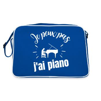 Je peux pas j'ai piano - Sac Retro - bleu/blanc - Dos