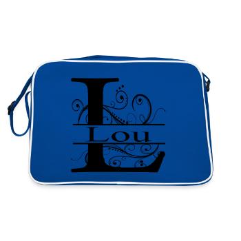 Monogramme avec le prénom Lou - Sac Retro - bleu/blanc - Dos