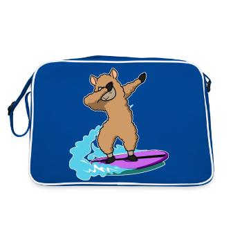 dab dabbing lama surfen spruch geschenkidee lamas - Retro Tasche - Blau/Weiß - Hinten