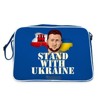 Gibraltar Stand with Ukraine - Retro Tasche - Blau/Weiß - Hinten
