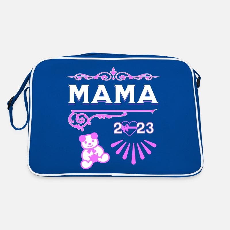 Mama 2023 mit Bär - Retro Tasche - Blau/Weiß