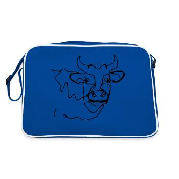 A curious cow - Retro Bag - blue/white - Back