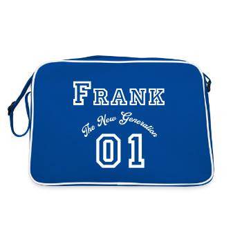 Vorname Frank - weiß - Retro Tasche - Blau/Weiß - Hinten