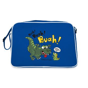 "Chill out" Dino - Retro Bag - blue/white - Back