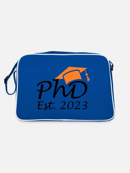 Degree Doctor PhD Est 2023 - Retro Bag - blue/white - Back