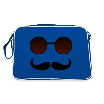Hispter Moustache et Google - Sac Retro - bleu/blanc - Dos