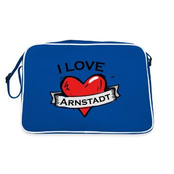Arnstadt - Ich liebe Stadtnamen in Tattoo Stil - Retro Tasche - Blau/Weiß - Hinten